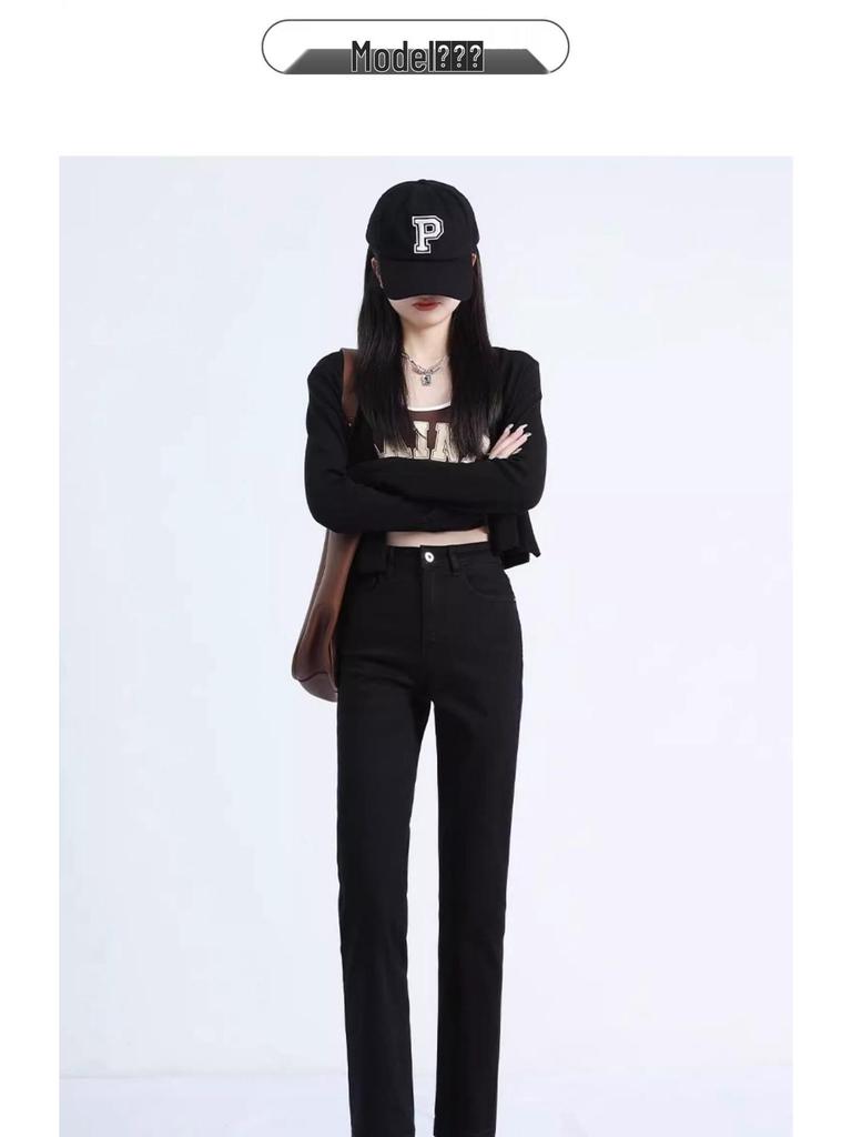 Women's High-Waist Slim Fit Black Cigarette Pants (2025 Spring Collection)