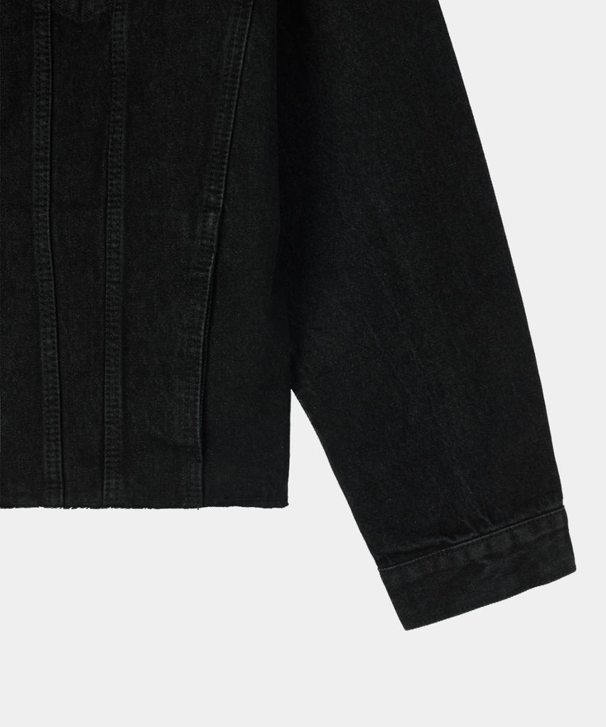 Maison Mined Cut Out Denim Trucker Jacket Black