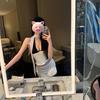 Bohemian style holiday wear pure desire royal sister polka dot neck vest short skirt sexy and beautiful two women