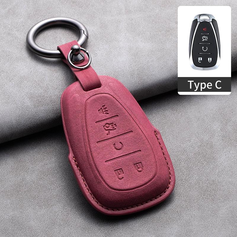 Leather Car Key Case Cover Protective Shell For Chevrolet Chevy Malibu Camaro Cruze Traverse Spark Equinox Sonic Volt Keychain