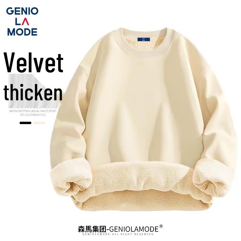 

GENIOLAMODE Men s Fleece-Lined Round Neck Sweatshirt XL