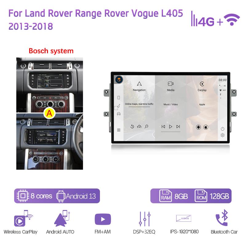 

13.3 For Land Rover Range Rover Vogue L405 2013-2018 Android13 Car Multimedia Player GPS Navigation 8+128G CarPlay 4G AC Screen