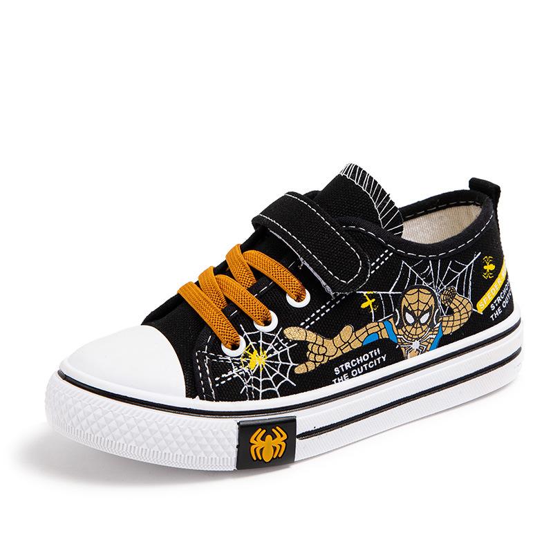 Boys Korean Breathable Cartoon Velcro Canvas Shoes Autumn Non Slip Soft Sole Casual Sneakers