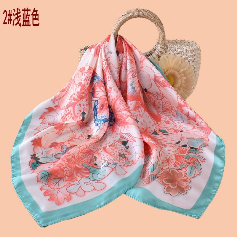 New women's 71CM square scarf sweet flower butterfly print silk scarf satin chiffon wholesale source scar