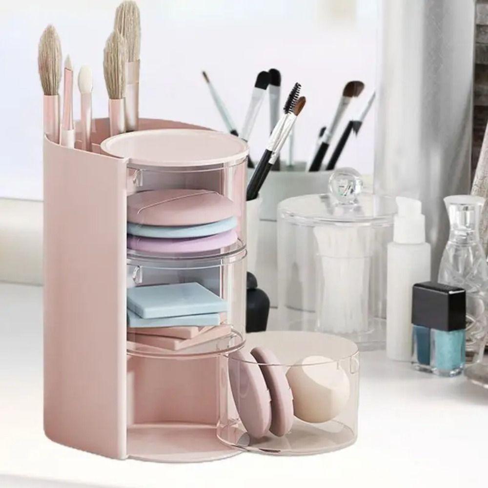 Large Capacity Jewelry Organizer Box 3-Layer Cosmetic Storage Box Makeup Brush Holder  Beauty Egg