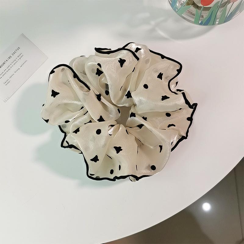 Beige Fashionable Large Hair Tie: Temperamental Yarn Ball Head Accessory for Women