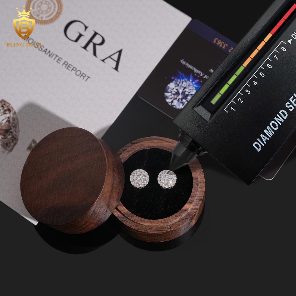 RTS VVS D Farbe Doppel Halo Cluster Runde Moissanit Ohrstecker S925 Sterling Silber Bestehen den Diamanttester für Männer Frauen