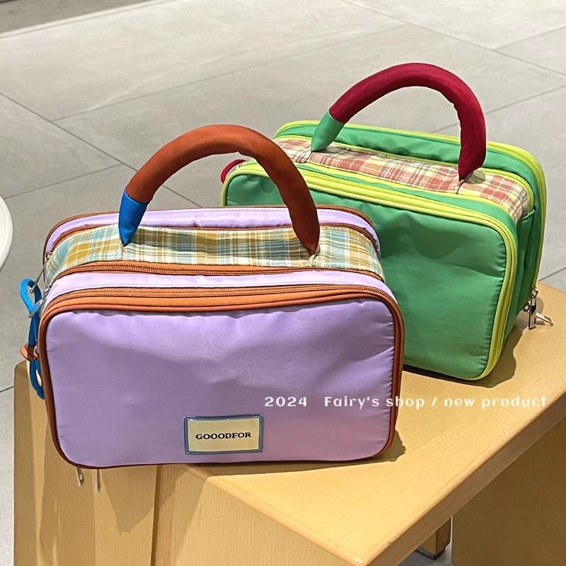 High-End Travel Makeup & Toiletry Bag with Colorblock Design - Large Capacity and Portable