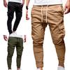 Cargo Pants Solid Color Drawstring Men Loose Multi Pockets Sweatpants for Daily Wear