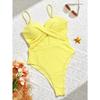 Sexy Yellow Swimwear Women 2026 Hollow Out Cross Slim Tummy Control One Piece Swimsuit Beach Backless Bathing Suit Monokini