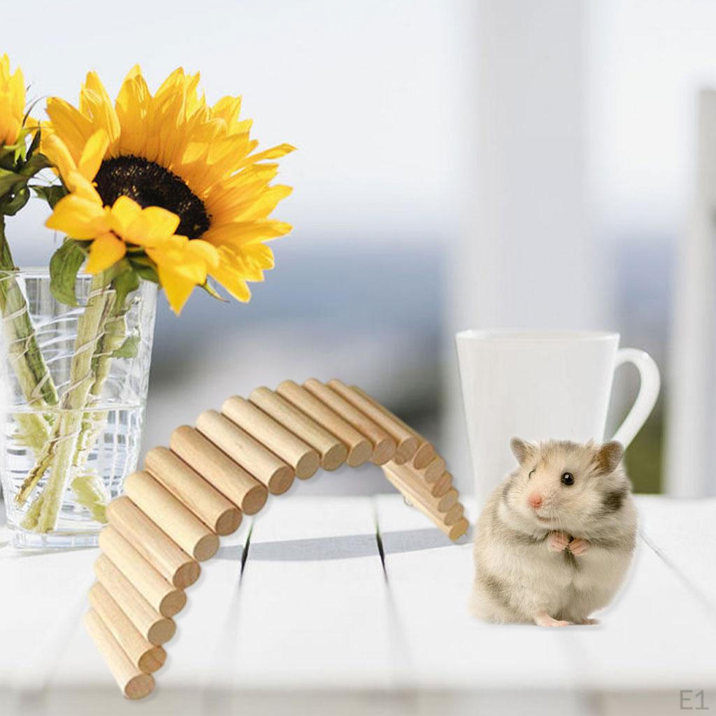 Hamster Hideout Bridge Climbing Ladder Wooden Mouse Toy for Dwarf Mice Gerbils and