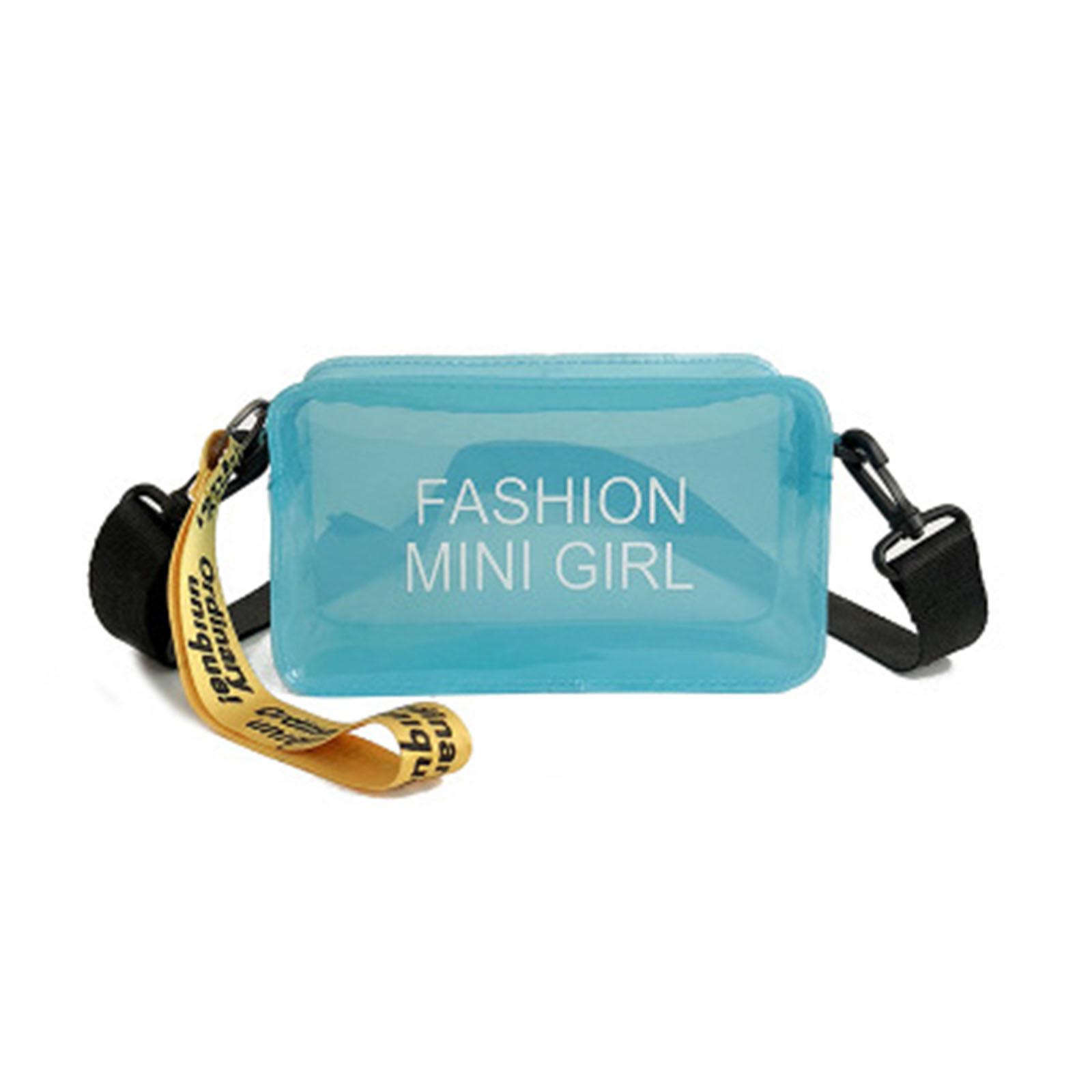 

Прозрачная сумка через плечо для женщин, летняя мини-сумка с надписью «Candy Color Letter» синий