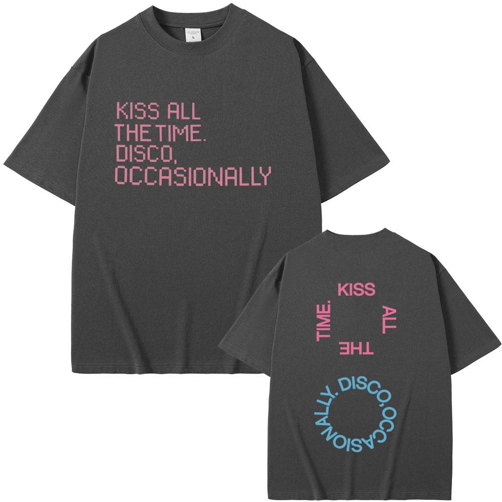 Hot Sale New Kiss All The Time Disco Occasionally Album Graphic Tshirt Unisex Women Fashion Oversized T Shirt Male Cotton Tshirts