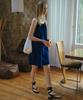 Mais Floral Daisy Seersucker Mini Dress / Navy