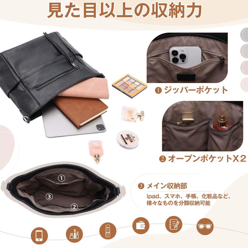 VASCHY Women's Tote Bag, Large Capacity Business Bag with PU Leather, Handbag and Pouch Set, A4 Size, Waterproof, CrossbodyShoulder Bag, Perfect for