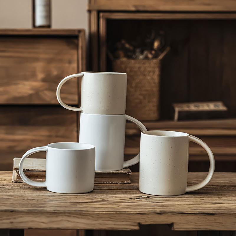 Design Folding Ear Handle Mug Household Ceramic Cup Simple Solid Color Cup Water Cup Breakfast Cup Coffee Cup