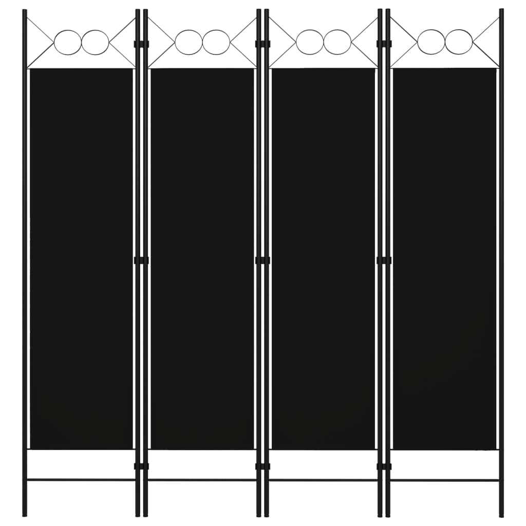4 Piece Room Divider Black 160 X 180 Cm