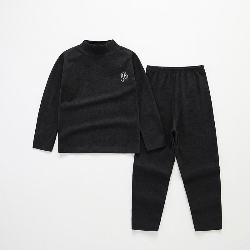 

Spring Autumn Thermal Underwear Suit Girls Clothing Sets Boys Pajama Sets Baby No Trace Warm Sleepwear Candy Colors Kids Clothes 100 чорний