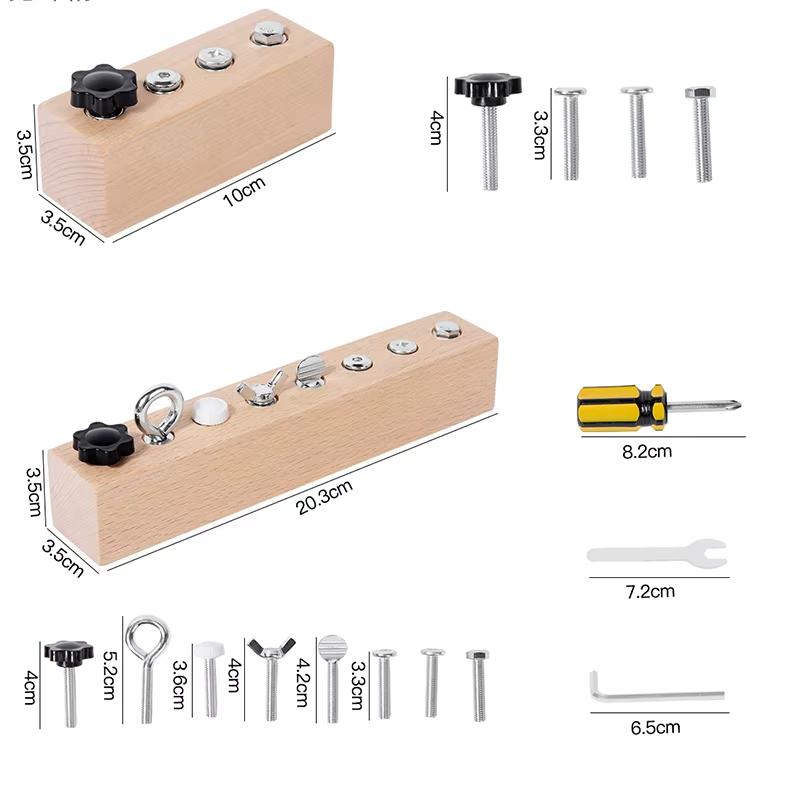 [J] 1 Set Early Education Montessori Fine Motor Skills Trainingimprove Toys Kids Wooden Screw Nut Disassembly Toy
