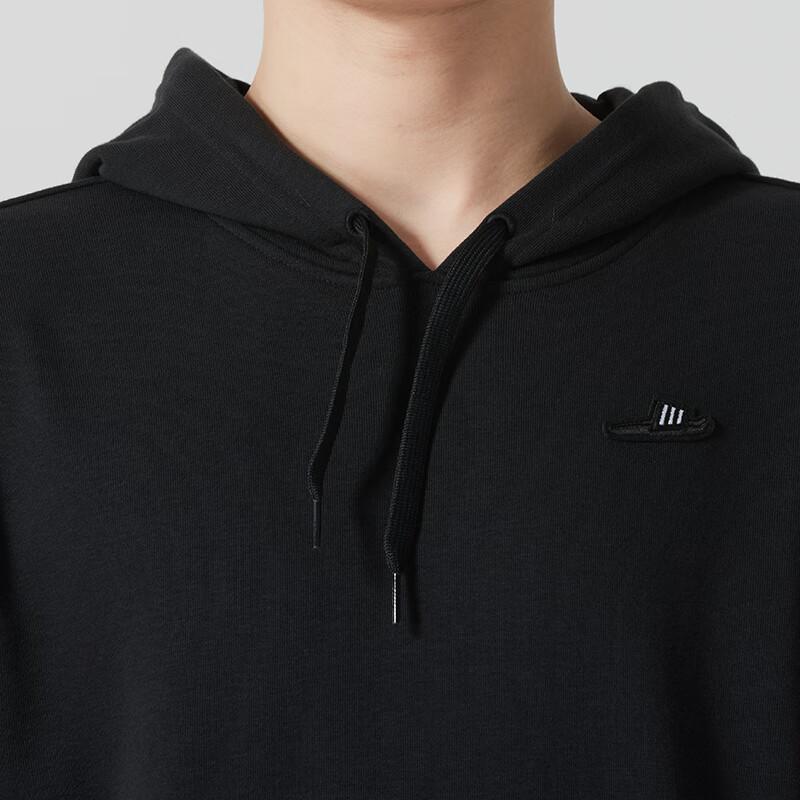 Adidas Fashionable Versatile Hooded Long Sleeve Sweatshirt Men Sweatshirt Black JJ4005