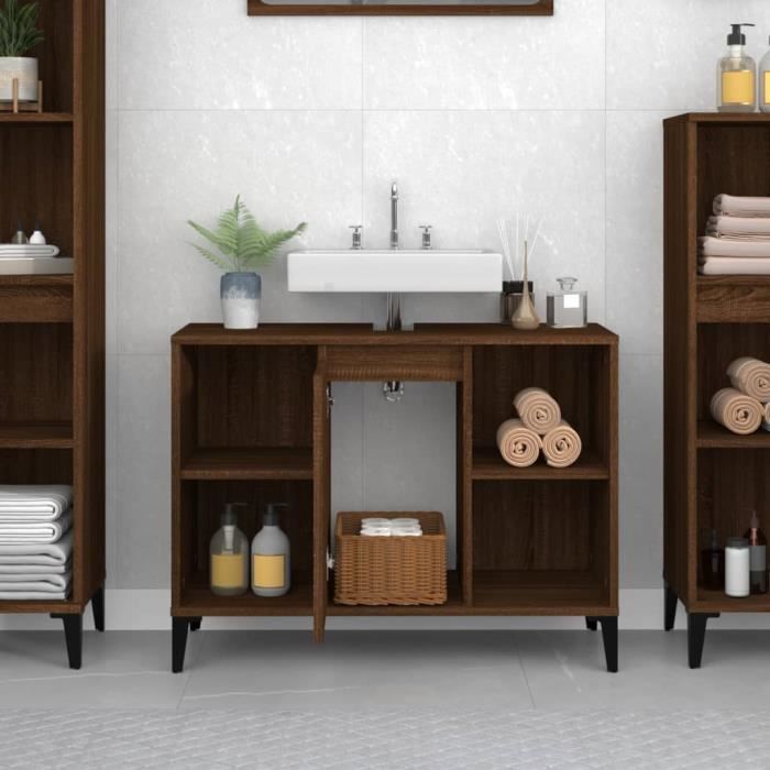 VidaXL Meuble d'évier chêne marron 80x33x60 cm bois d'ingénierie 821299