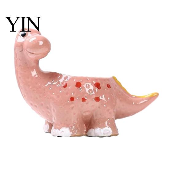 Stabiler Keramik-Sukkulenten-Übertopf Dinosaurier-Topf, Cartoon-Blumentopf mit Drainageloch, Niedlich Klein für Fensterbank Dino-Pflanze Sukkulenten,