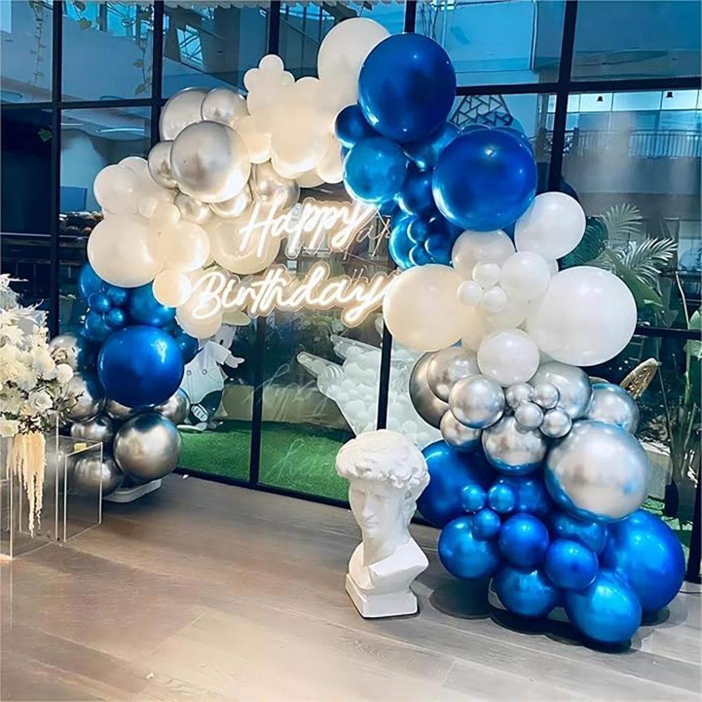 Royal Blue Ballon Kit White Silver Latex Balloons Garland Arch Baby Shower Wedding Anniversary Baby Shower Graduation Decoration