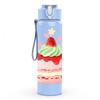 1PC Sweet Birthday Cake Print 750ml Color Plastic Sports Water Bottle Leakproof Flip Straw Lid Suitable for Sports Office Home Use