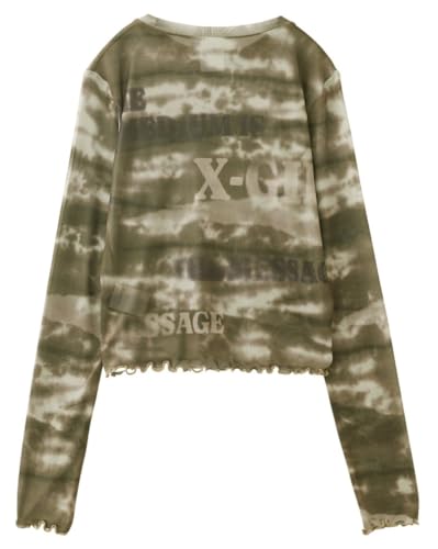 X-girl Typography and Marble Mesh Top 105252013012 Brown, Small