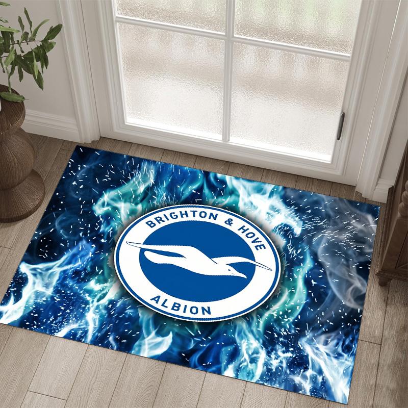 Brighton & Hove Albion Football Design Crystal Velvet Carpet Cozy Non?Slip Printed Rug For Bedroom Living Room Entrance