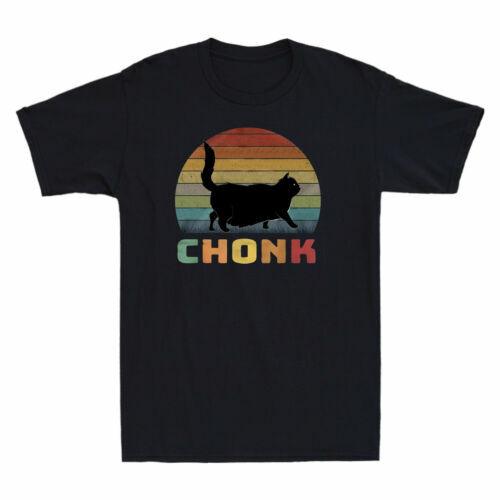 Black Cat Chonk Cat Pet Owner Lover Gift Vintage Men's T-Shirt Cotton Black Tee