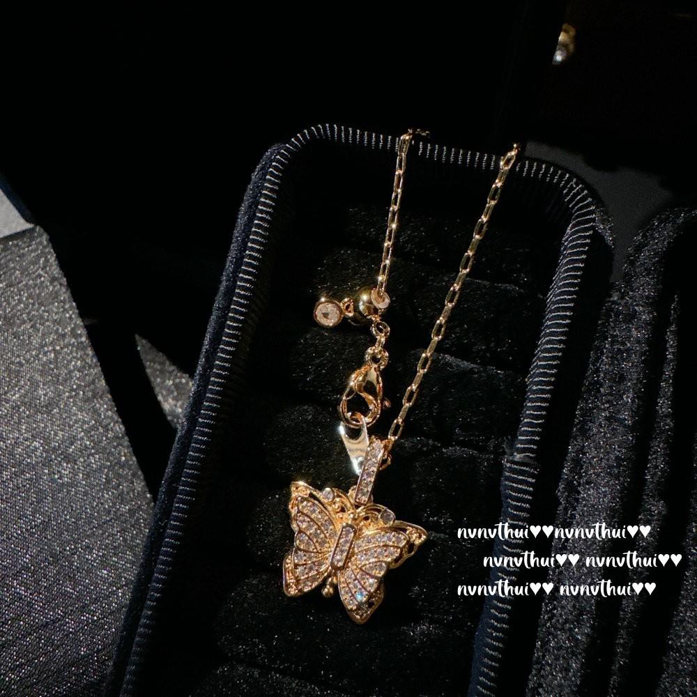 Italian Retro Brushed Calla Lily Flower Single Diamond Necklace Vintage Plated 18K Gold, Butterfly Zircon Necklace