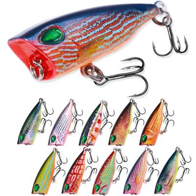 10PCS Popper De Pesca Artificial Topwater Bass Trout Pike Wobbler 4cm 3.2g Fish Swim Bait Equipment for Saltwater Freshwater