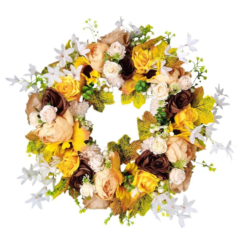 New Autumn Harvest Festival Wreath for Door or Wall - Thanksgiving Floral Home Decoration