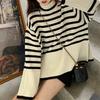 Koreanischer Rollkragen Langarm Strickpullover Damen Herbst Winter Locker Colorblock Streifen Pullover Jacke y2k Oberteil weiblich