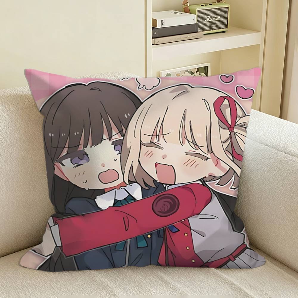 Chisato Anime Lyco Reco Merch Square Sofa Pillow Cover Solid Color Living Room Home Decor Cushion Case