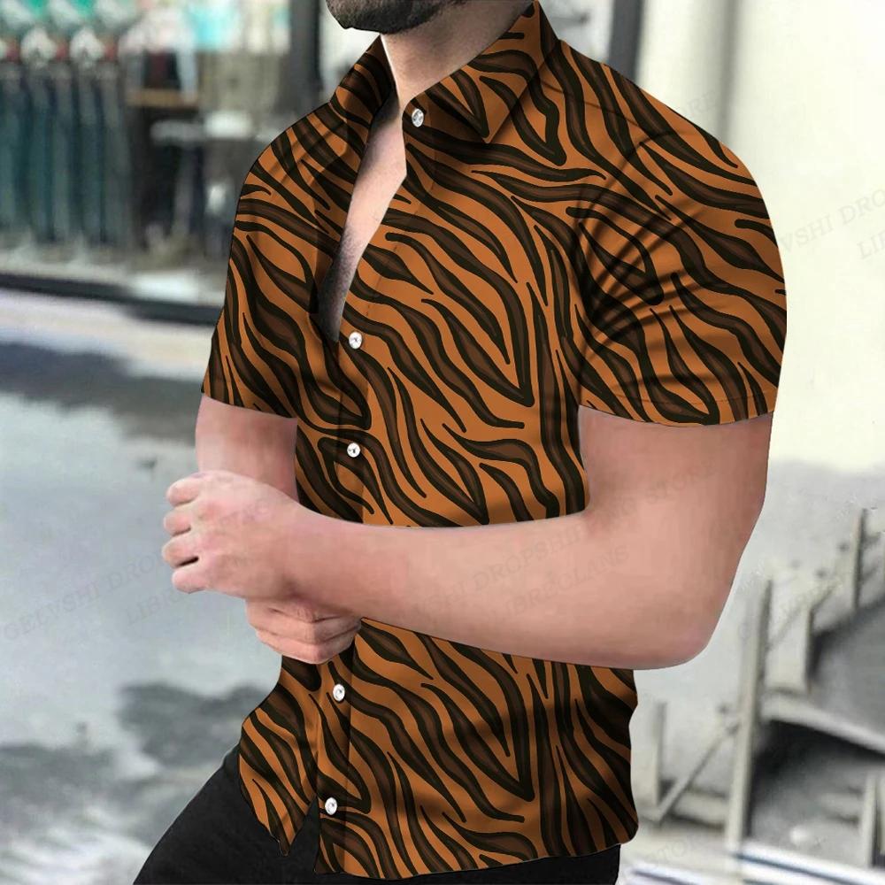 

Summer Men s Hawaiian Shirts Lapel Camisa Leopard 3d Printed Shirts Men Women Short Sleeve Shirt Single Breasted Blouse Beach 2XL
