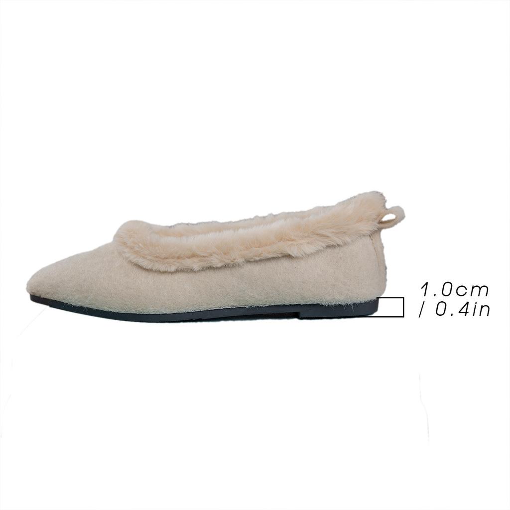2025 Autumn Winter Short Plush Women's Flats Warm Pointed Toe Slip On Casual Loafers Comfortable Shallow Shoes Zapatos De Mujer