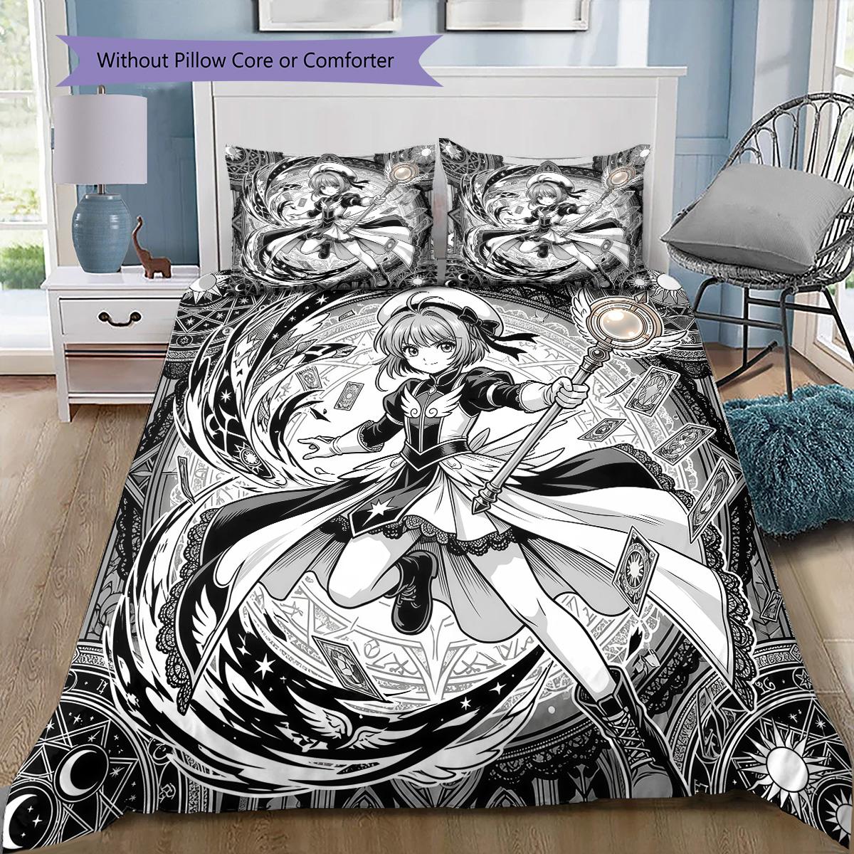 

Cardcaptor Sakura Sakura Theme Collection Bedding Set, 1 Duvet Cover & 2 Pillowcases, Home Decor, Perfect Gift for Lovers 135x200cm