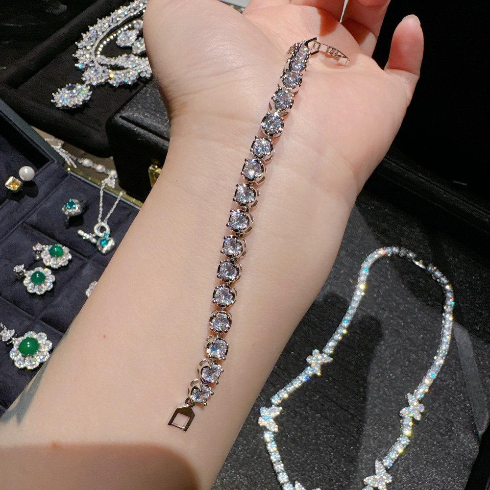 Italian Vintage Butterfly Gem Necklace Vintage Sparkling, Flower Sugar Cube Zircon Bracelet Set