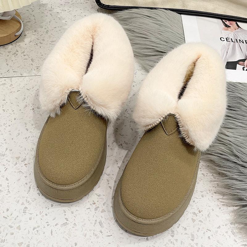 Thick-soled snow boots women's new autumn and winter short boots piled and thickened warm indoor and outdoor wool cotton shoes