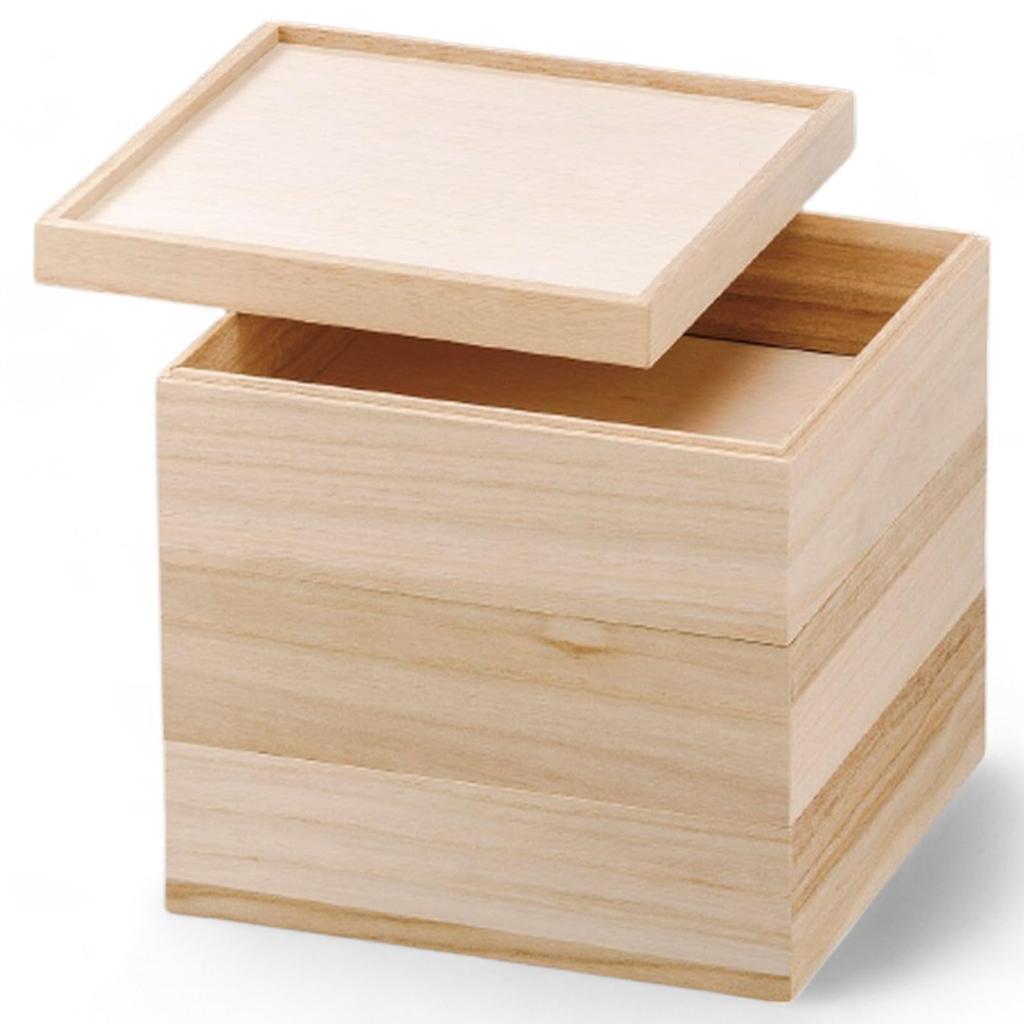 Lacquerware Wooden Jubako Paulownia White Made in Japan J-kitchens 3-Tier Box, 8-inch, Frame, Wood, 24cm,