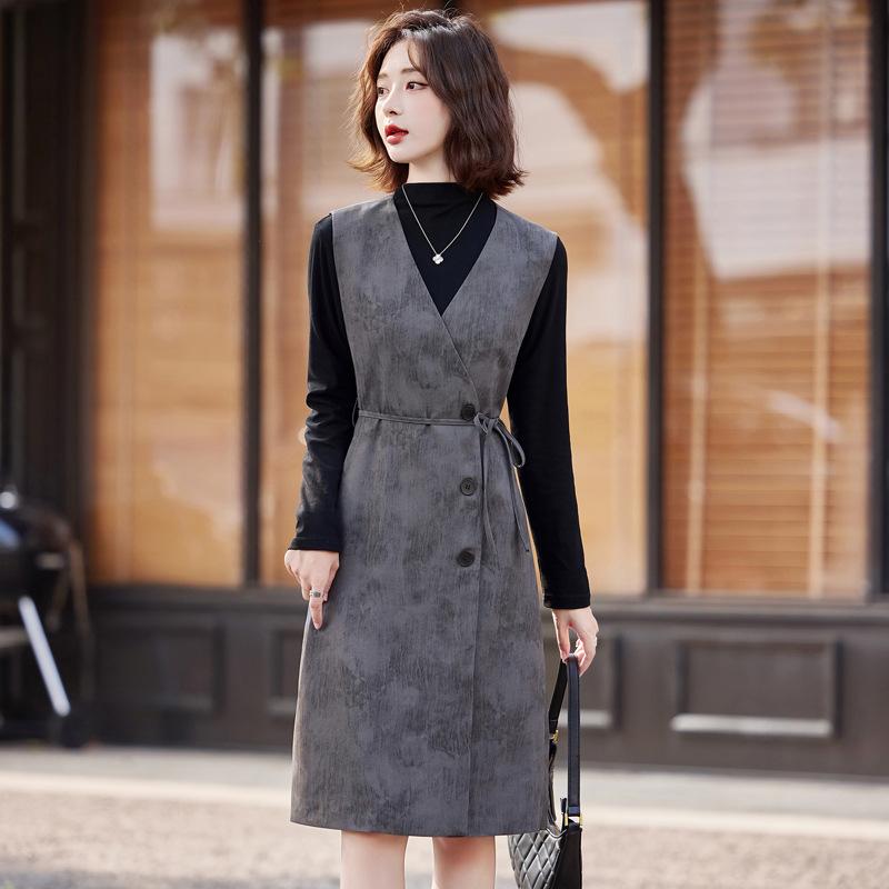 Vest Dress Bottoming Shirt Two-piece Women's Clothing Spring New Fashion Temperament Age-reducing Suit Skirt