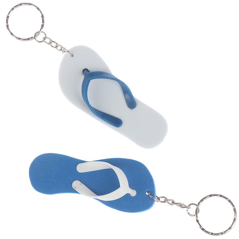 2Pcs Boat Floating Keychain Buoyant Foam Flip Flops Shaped Key Floats Key Ring