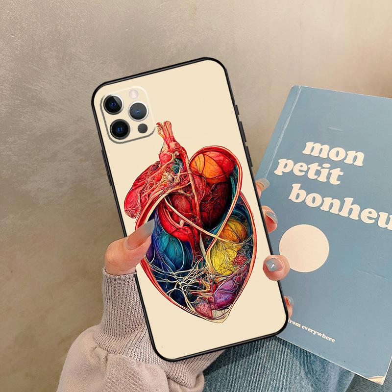 

Human Anatomy Heart Art Case For iPhone 17 Air 13 16 15 11 12 14 Pro Max 13 mini XR 15 16 Plus 16e Back Cover Shell iPhone 16Pro MAX