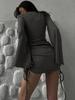 Women's Commuting Fashion Sleeve Drawstring Hip Dress For Women