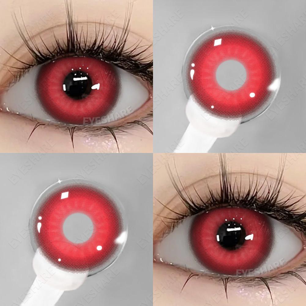 Eyeshare 1 Pair Pink Red Cosplay Contact Lenses for Eyes Anime Role Playing Eye Makeup Contacts for Halloween Yearly