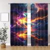 2 Panels Cool and Stunning Lightning Pattern Window Curtains    Half Blackout Suitable for Artistic Home Decorative Curtains