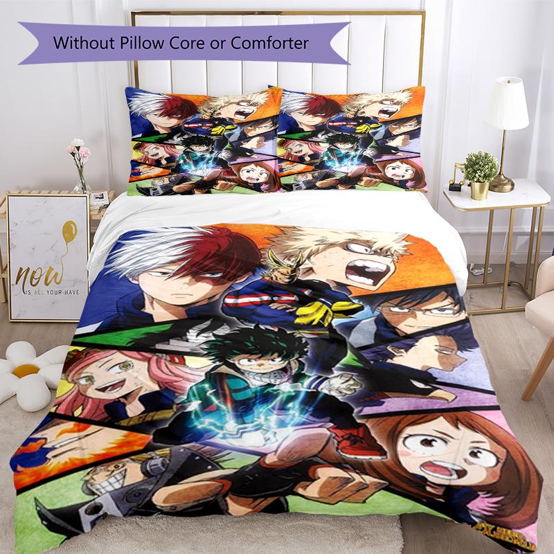 3pcs My Hero Academia Bedding Set Duvet Cover Closure Includes 1 Duvet Cover & 2 Pillowcases, Soft and Comfortable for All Seasons.