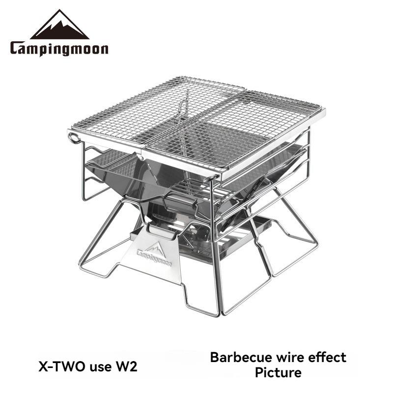 CAMPINGMOON BBQ Grill, Food-Grade 304 Stainless Steel BBQ Rack, Single-Line BBQ Grill Plate, Meat Grilling Rack, BBQ Grill Net